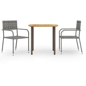 vidaXL Ensemble de salle à manger de jardin 3 pcs Résine tressée Gris pas cher