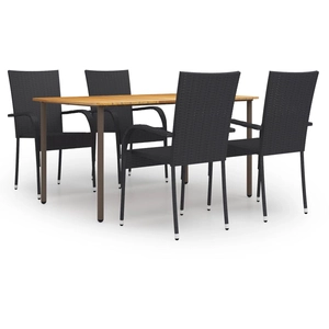 vidaXL Ensemble de salle à manger de jardin 5 pcs Résine tressée Noir pas cher