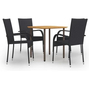 vidaXL Ensemble de salle à manger de jardin 5 pcs Résine tressée Noir pas cher