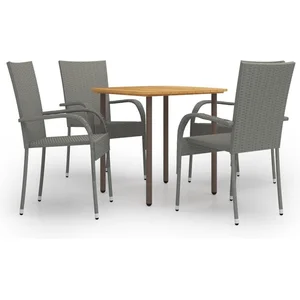 vidaXL Ensemble de salle à manger de jardin 5 pcs Résine tressée Gris pas cher