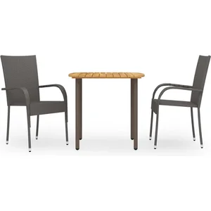 vidaXL Vidaxl Ensemble À Manger De Jardin 3pcs Résine Tressée Marron pas cher