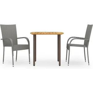 vidaXL Ensemble de salle à manger de jardin 3 pcs Résine tressée Gris pas cher