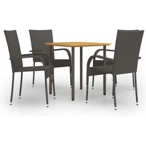 vidaXL Vidaxl Ensemble À Manger De Jardin 5pcs Résine Tressée Marron pas cher