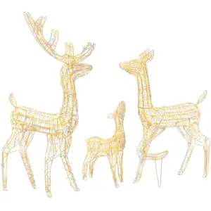 Comparateur de prix : vidaXL Famille de rennes de décoration Acrylique 300 LED blanc chaud