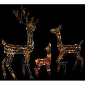 vidaXL Famille de rennes de décoration Acrylique 300 LED coloré pas cher