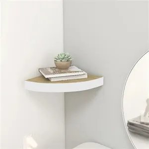 vidaXL Étagère d'angle murale Chêne et blanc 25x25x3,8 cm MDF pas cher