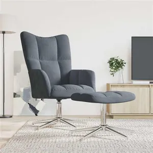 vidaXL Chaise de relaxation avec repose-pied Gris foncé Velours pas cher