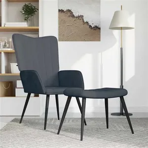 vidaXL Chaise de relaxation avec repose-pied Gris foncé Velours pas cher