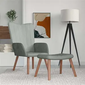 vidaXL Chaise de relaxation avec repose-pied Gris clair Velours pas cher