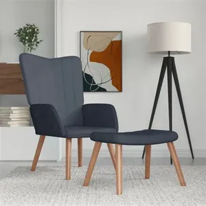 vidaXL Chaise de relaxation avec repose-pied Gris foncé Velours pas cher