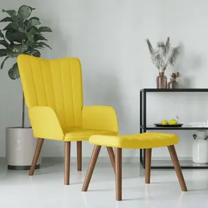 vidaXL Chaise de relaxation avec repose-pied Jaune moutarde Velours pas cher
