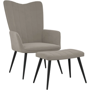 vidaXL Chaise de relaxation avec repose-pied Gris clair Velours pas cher