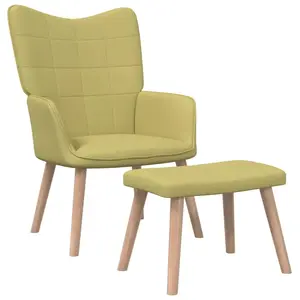 vidaXL Chaise de relaxation avec tabouret Vert Tissu pas cher