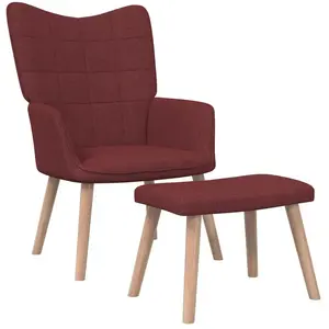 vidaXL Chaise de relaxation avec tabouret Rouge bordeaux Tissu pas cher