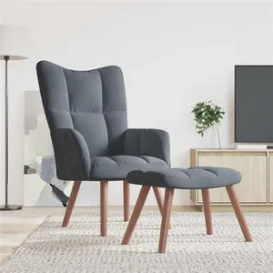 vidaXL Chaise de relaxation avec repose-pied Gris foncé Velours pas cher