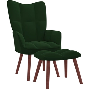 vidaXL Chaise de relaxation avec repose-pied Vert foncé Velours pas cher