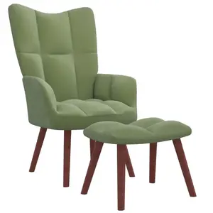 vidaXL Chaise de relaxation avec repose-pied Vert clair Velours pas cher