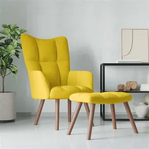 vidaXL Chaise de relaxation avec repose-pied Jaune moutarde Velours pas cher