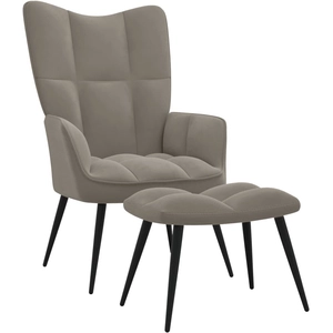 vidaXL Chaise de relaxation avec repose-pied Gris clair Velours pas cher