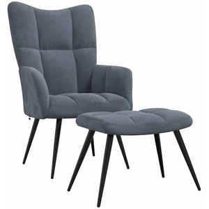 vidaXL Chaise de relaxation avec repose-pied Gris foncé Velours pas cher