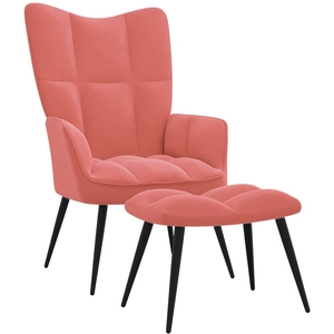 vidaXL Chaise de relaxation avec repose-pied Rose Velours pas cher