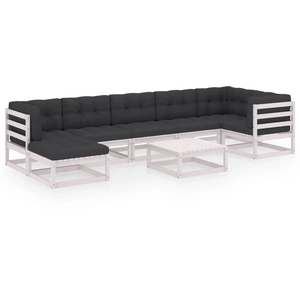 vidaXL Salon de jardin 8 pcs avec coussins Bois de pin massif pas cher
