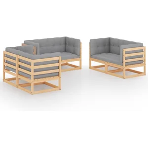vidaXL Salon de jardin 6 pcs avec coussins Bois de pin massif pas cher