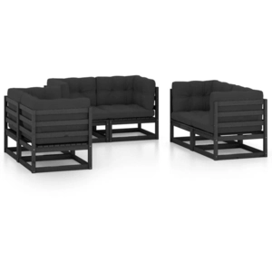 vidaXL Salon de jardin 6 pcs avec coussins Bois de pin massif pas cher