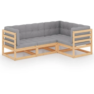 vidaXL Salon de jardin 4 pcs avec coussins Bois de pin massif pas cher