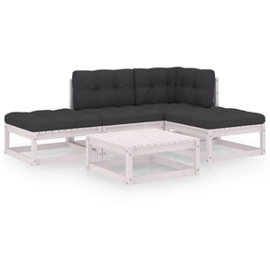 vidaXL Salon de jardin 5 pcs avec coussins Bois de pin massif pas cher