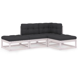 vidaXL Salon de jardin 4 pcs avec coussins Bois de pin massif pas cher