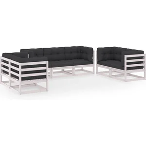 vidaXL Salon de jardin 7 pcs avec coussins Bois de pin massif pas cher
