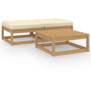 vidaXL Salon de jardin 3 pcs avec coussins Bois de pin massif pas cher