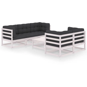 vidaXL Salon de jardin 6 pcs avec coussins Bois de pin massif pas cher
