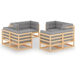vidaXL Salon de jardin 8 pcs avec coussins Bois de pin massif pas cher