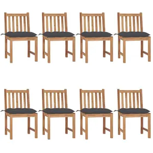 vidaXL Chaises de jardin 8 pcs avec coussins Bois de teck massif pas cher
