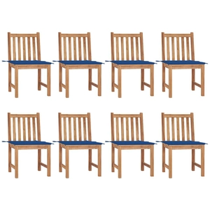 vidaXL Chaises de jardin 8 pcs avec coussins Bois de teck massif pas cher