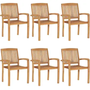 vidaXL Chaises de jardin empilables 6 pcs Bois de teck solide pas cher