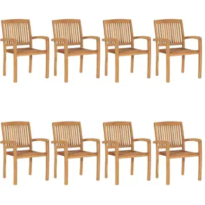 vidaXL Chaises de jardin empilables 8 pcs Bois de teck solide pas cher