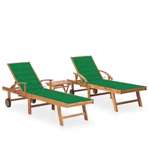 Comparateur de prix : vidaXL Chaises longues 2 pcs avec table et coussin Bois de teck solide