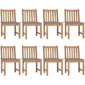 vidaXL Chaises de jardin 8 pcs avec coussins Bois de teck massif pas cher
