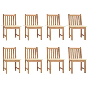 vidaXL Chaises de jardin lot de 8 avec coussins Bois de teck massif pas cher