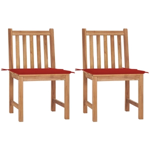Chaises de jardin 8 pcs avec coussins Bois de teck massif Vidaxl Rouge pas cher