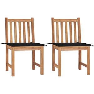 Chaises de jardin 8 pcs avec coussins Bois de teck massif Vidaxl Noir pas cher
