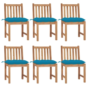 vidaXL Chaises de jardin 6 pcs avec coussins Bois de teck massif pas cher