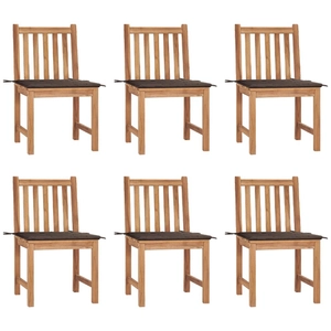 vidaXL Chaises de jardin 6 pcs avec coussins Bois de teck massif pas cher