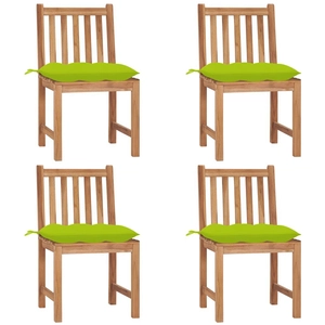 vidaXL Chaises de jardin 4 pcs avec coussins Bois de teck massif pas cher