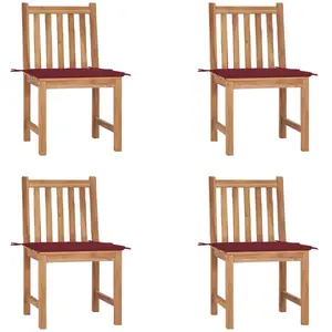 vidaXL Chaises de jardin lot de 4 avec coussins Bois de teck massif pas cher