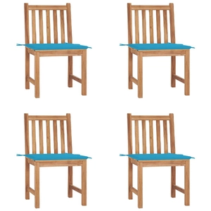 vidaXL Chaises de jardin 4 pcs avec coussins Bois de teck massif pas cher