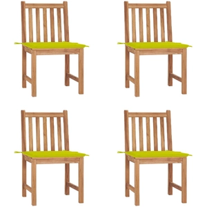 vidaXL Chaises de jardin 4 pcs avec coussins Bois de teck massif pas cher